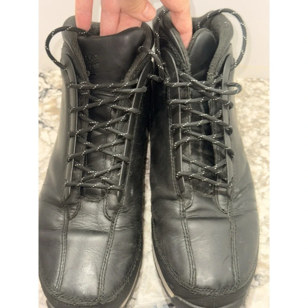 Timberland Men's Sz 12 Black Leather Comfort Hiking Ankle Lace Up Boots